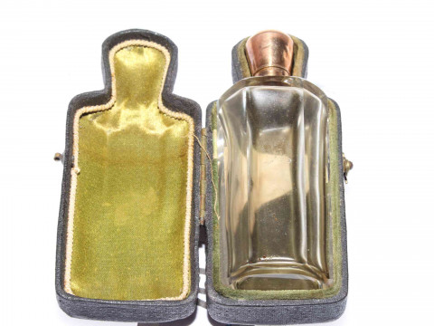 Cased scent bottle with gold top