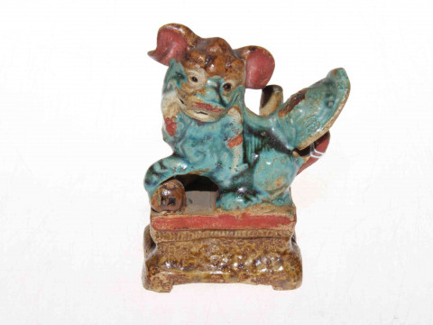 Chinese small glazed pottery foo dog