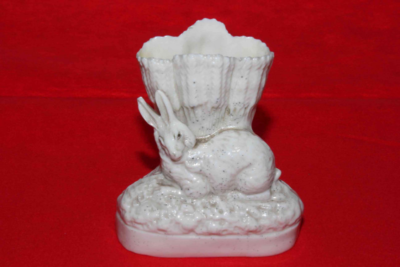 Staffordshire rabbit spill vase