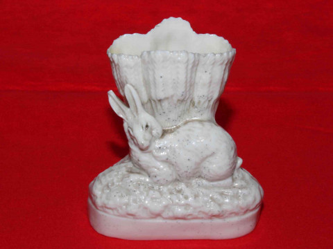 Staffordshire rabbit spill vase