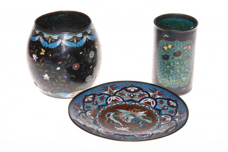 Three piece of oriental cloisonne 