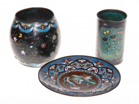 Three piece of oriental cloisonne