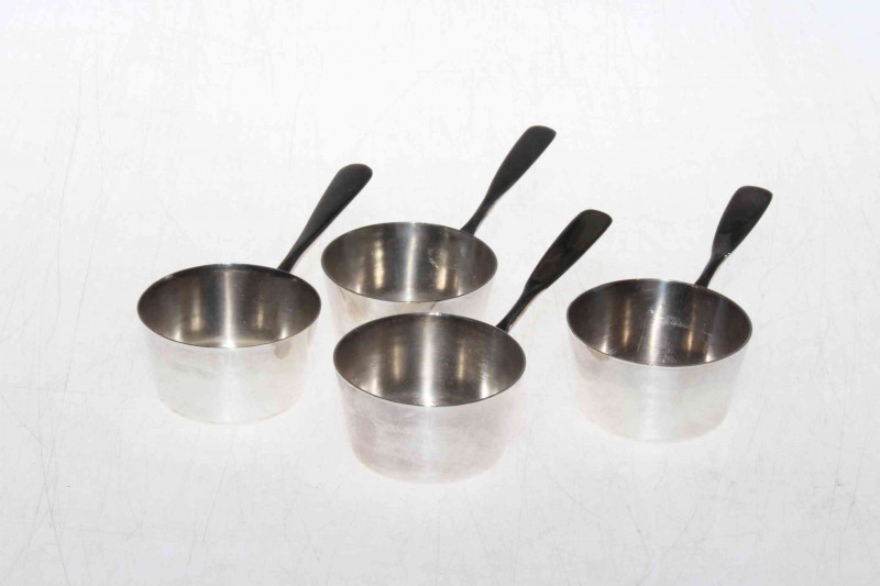 Four Mappin and Webb 'Princess Plate' miniature pan table salts