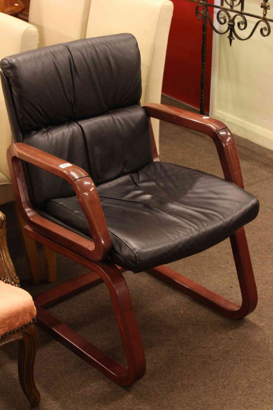 Black leather occasional armchair 